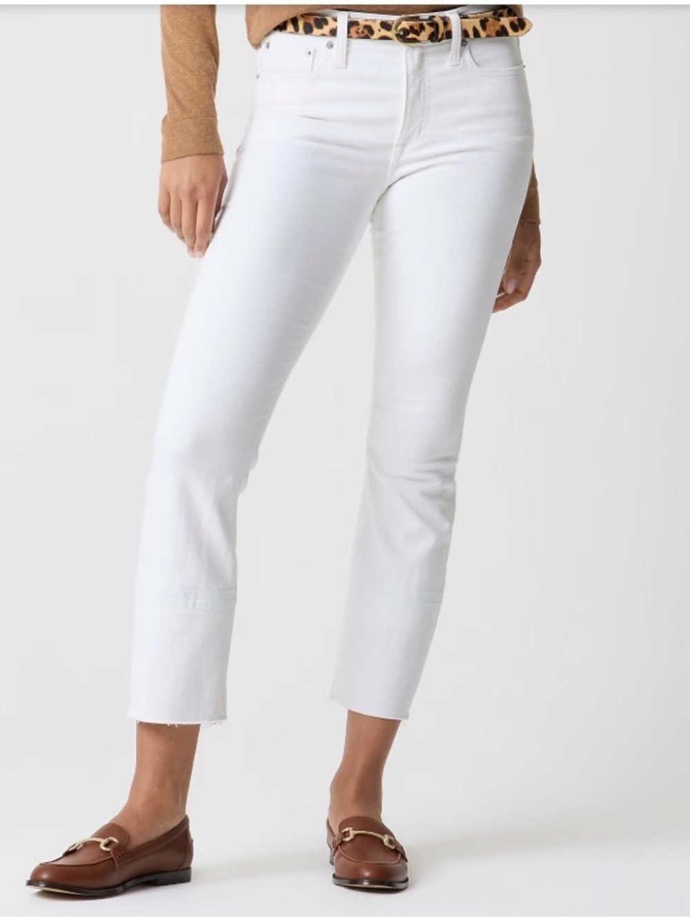J. Crew White Cropped Straight-Leg Jeans